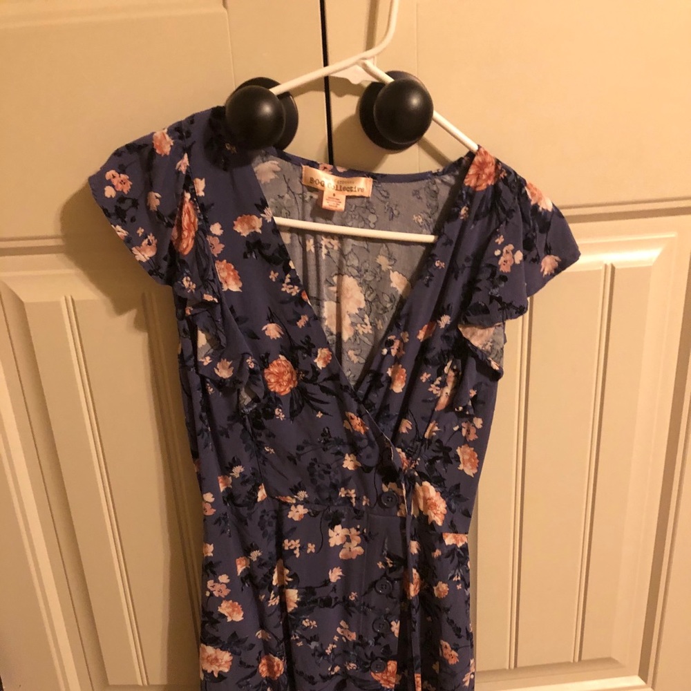 Navy/floral dress. Band of Gypsy’s dress w/pockets